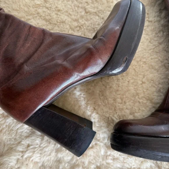 Miu Miu Dark Brown Heeled Boots - Picture 4 of 12